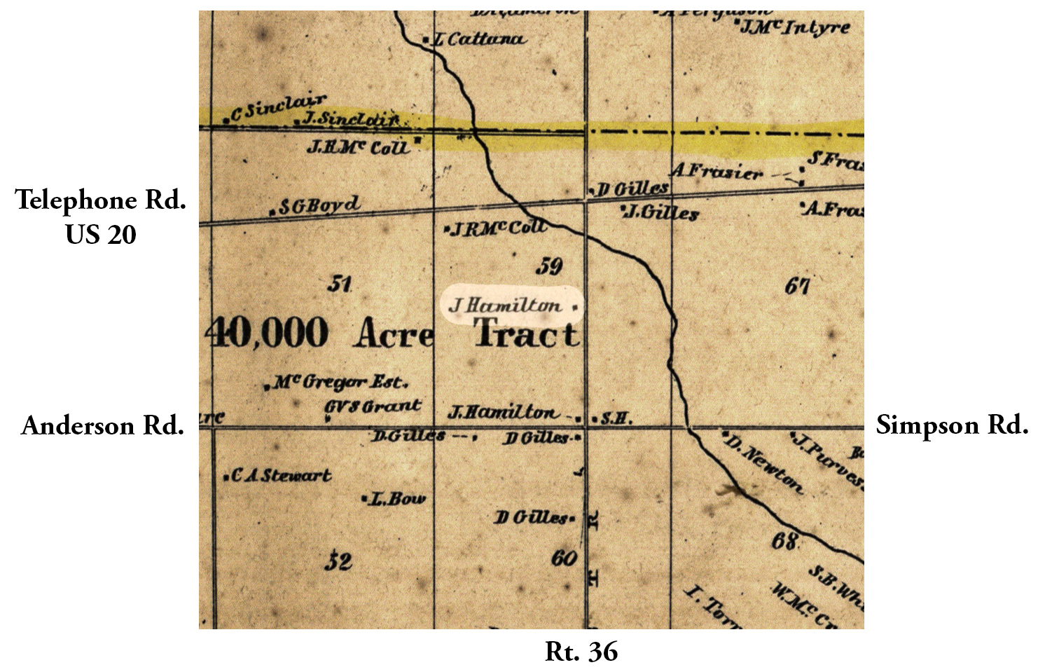 1858 Livingston County Map Hamilton excerpt